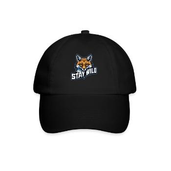 STAY WILD – Natur & Abenteuer Motiv - Baseballkappe - Schwarz/Schwarz - Vorne