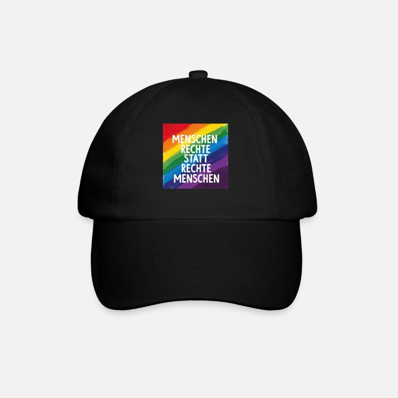 Menschenrechte statt rechte Menschen Regenbogen - Baseballkappe - Schwarz/Schwarz