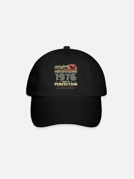 Geburtstag Februar 1976 - Baseballkappe - Schwarz/Schwarz