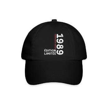 1989 vintage typographic style - Baseball Cap - black/black - Front