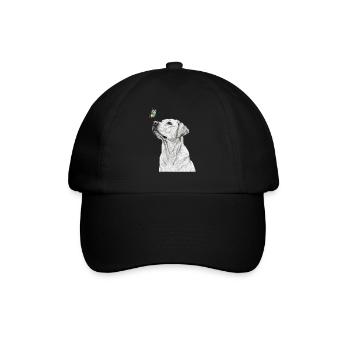 Labrador with butterfly banksy style - Baseball Cap - black/black - Front