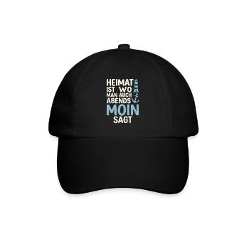Heimat ist wo man auch abends Moin sagt  - Baseballkappe - Schwarz/Schwarz - Vorne
