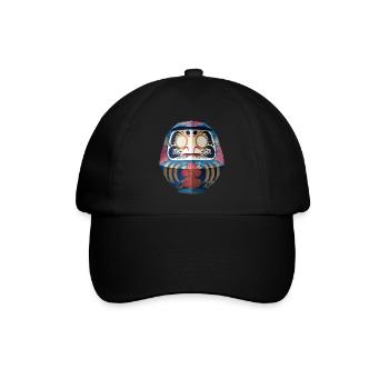 Blumiger Daruma Maskendesign Daruma Origami - Baseballkappe - Schwarz/Schwarz - Vorne