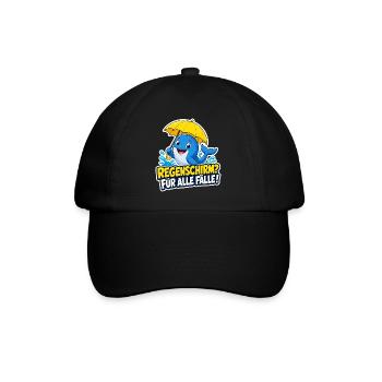 Wal mit Regenschirm für alle Fälle Regen Humor - Baseballkappe - Schwarz/Schwarz - Vorne