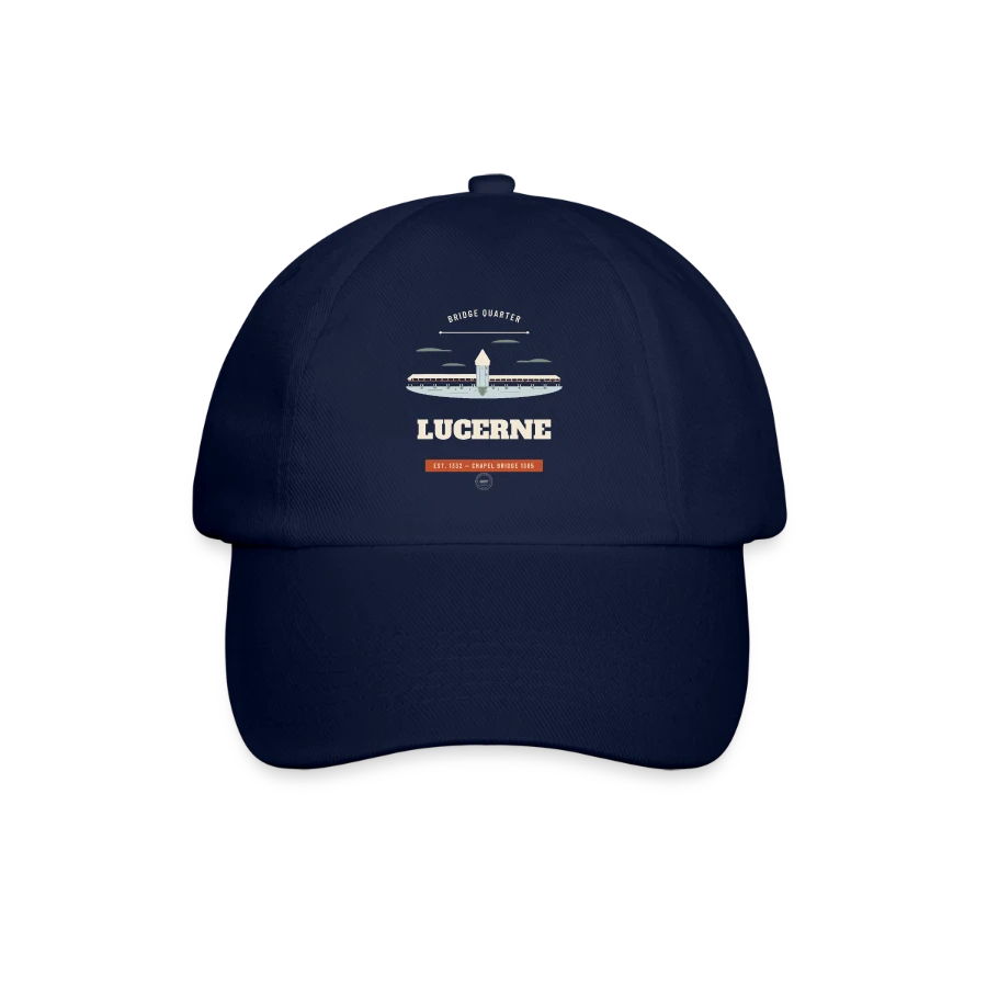 Lucerne badge on a baseball cap, blue/blue