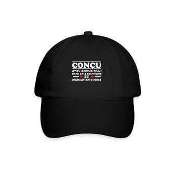 Conçu avec amour par papa et maman en 9 mois - Casquette classique - noir/noir - Devant