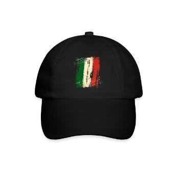 Drapeau italien vintage drapeau italien look usé - Casquette classique - noir/noir - Devant
