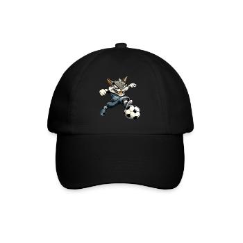 Fussballer Katze - Baseballkappe - Schwarz/Schwarz - Vorne