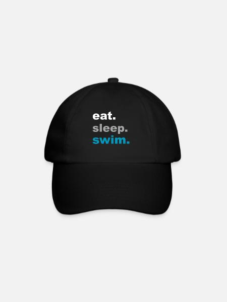 Eating, sleeping, swimming! - Gift - Baseball Cap - black/black