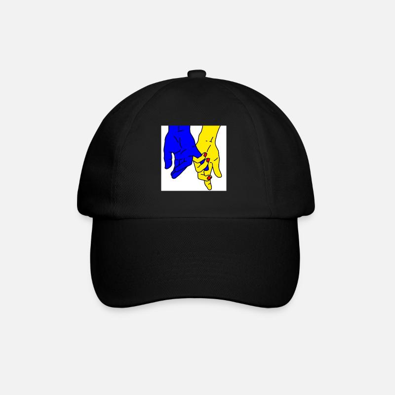 hands blue yellow - Baseballkappe - Schwarz/Schwarz
