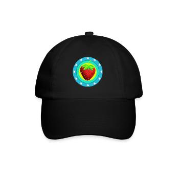 Erdbeere und Herzen - Baseballkappe - Schwarz/Schwarz - Vorne