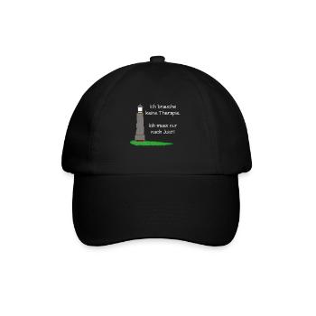 Therapie? Ich muss nur nach Juist! - Baseballkappe - Schwarz/Schwarz - Vorne