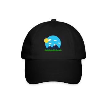 Flat Design Outdoor Mountain Forrest Park Geschenk - Baseballkappe - Schwarz/Schwarz - Vorne