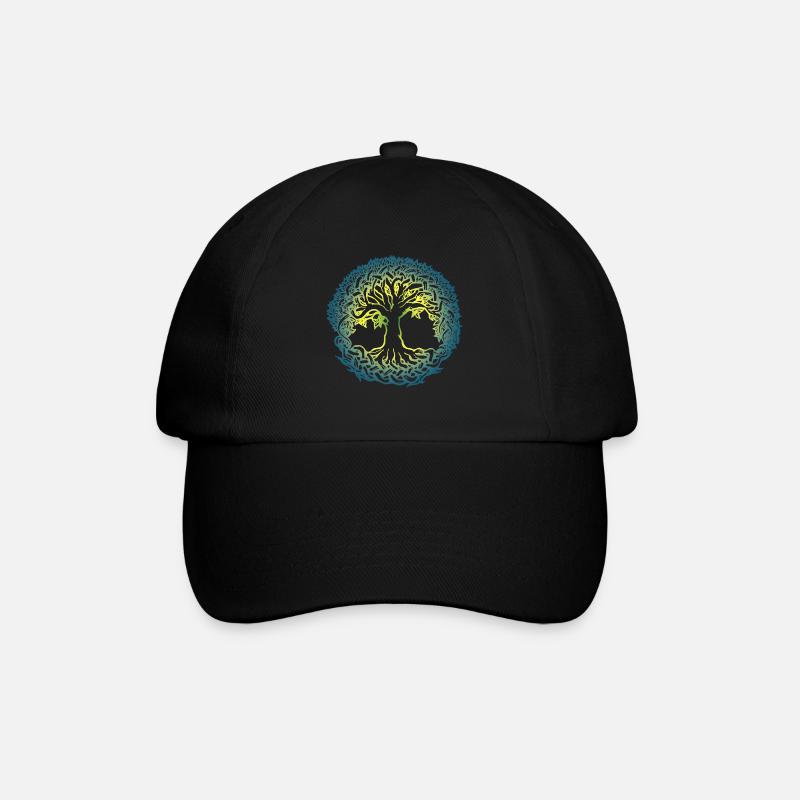 Lebensbaum Boho Bunt Natur Keltisch Geschenk norse - Baseballkappe - Schwarz/Schwarz