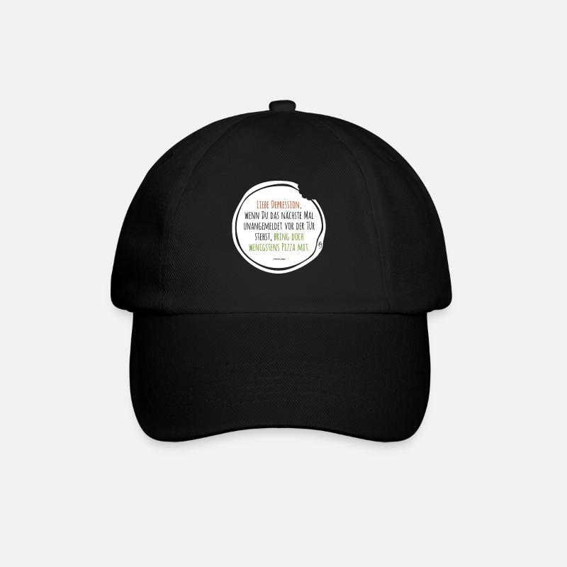 Depression Pizza - Baseballkappe - Schwarz/Schwarz