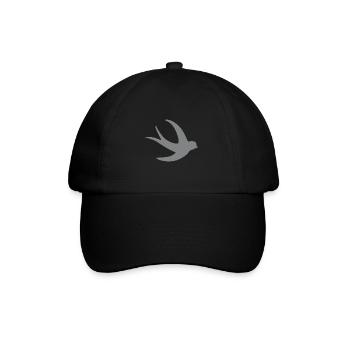 einzelner fliegender Schwalbenvogel im Grau - Baseballkappe - Schwarz/Schwarz - Vorne