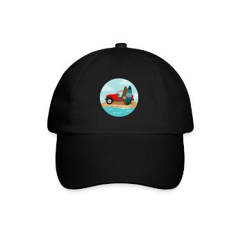 Surfing Wave Jeep und Surfboard Surfer Geschenk - Baseballkappe - Schwarz/Schwarz - Vorne