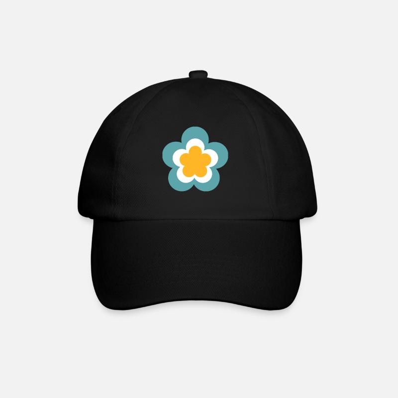 Années 70 Fleur Motif Rétro Hippie Fleurs Puissance - Casquette classique - noir/noir