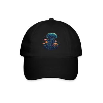 Méduses, Coraux, Mer, Océan, Vie marine, Animaux - Casquette classique - noir/noir - Devant
