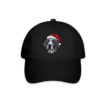 Great Dane Dog Christmas Head - Baseball Cap - black/black - Front