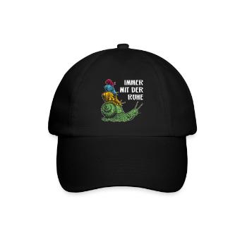 Immer mit der Ruhe mit Schnecken und Spruch - Baseballkappe - Schwarz/Schwarz - Vorne