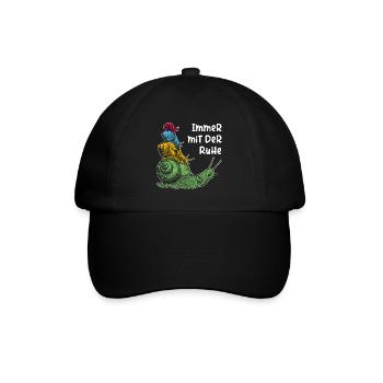 Immer mit der Ruhe mit Schnecken und Spruch - Baseballkappe - Schwarz/Schwarz - Vorne
