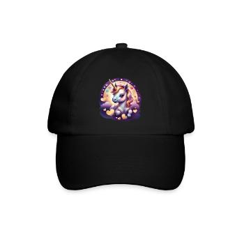 Einhorn mit bunten Herzen - Sweet Unicorn - Baseballkappe - Schwarz/Schwarz - Vorne