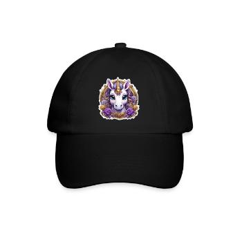 Licorne avec des Roses colorées - Licorne douce - Casquette classique - noir/noir - Devant