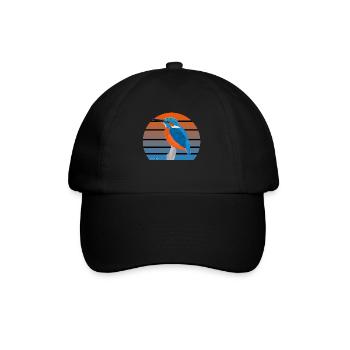 jz.birds kingfisher bird design - Baseball Cap - black/black - Front
