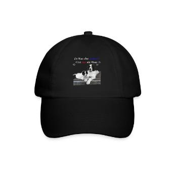 Hund-Landseer-Geschenkidee - Baseballkappe - Schwarz/Schwarz - Vorne