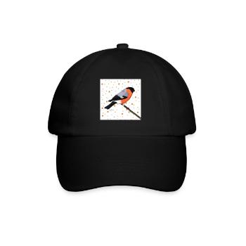 Bullfinch Orange Bird Animal Women Men Children - Baseball Cap - black/black - Front