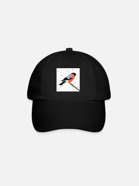 Bullfinch Orange Bird Animal Women Men Children - Baseball Cap - black/black