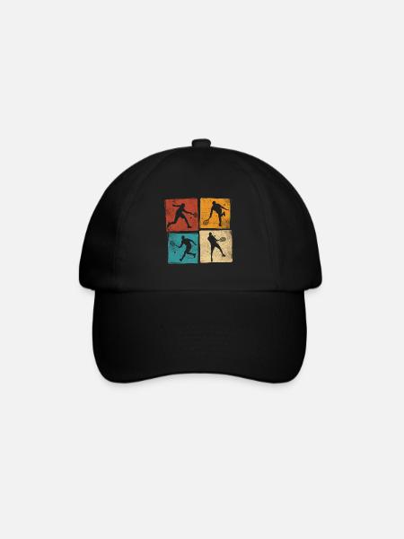 RETRO HERRENTENNIS SCHLÄGE SPORT TENNIS SPIELER - Baseballkappe - Schwarz/Schwarz