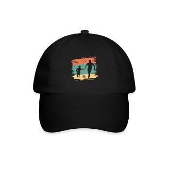 Vater und Sohn Fußball vintage - Baseballkappe - Schwarz/Schwarz - Vorne