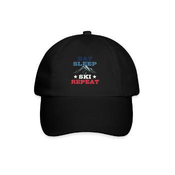 Eat Sleep Ski Repeat - Ski - Ski - Baseball Cap - black/black - Front