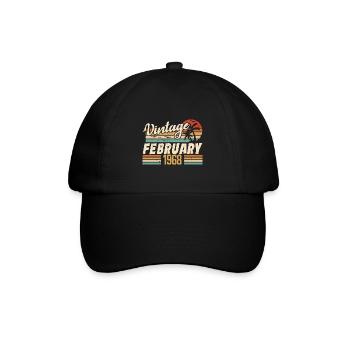 Millésime Né Février 1968 Cadeau 56e Anniversaire - Casquette classique - noir/noir - Devant
