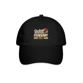 Vintage Geboren im Februar 1957, 67. Geburtstagsgeschenk - Baseballkappe - Schwarz/Schwarz - Vorne