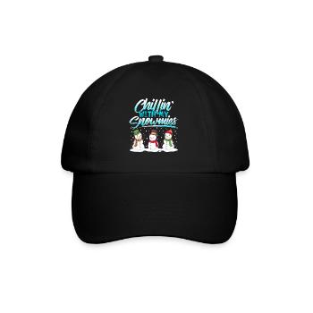 Schneemann Chillen Winter Weihnachten Geschenk - Baseballkappe - Schwarz/Schwarz - Vorne
