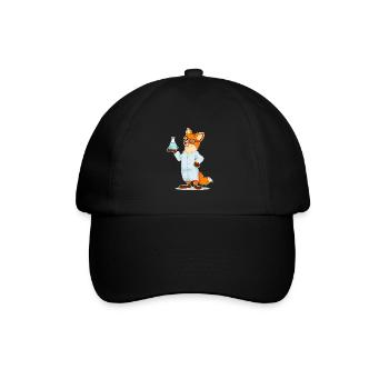 Fuchs comic Wissenschaftler Chemie Biologie - Baseballkappe - Schwarz/Schwarz - Vorne