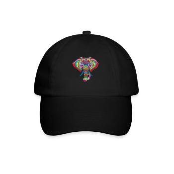 Elephant Hindu symbol colorful pattern animal gift - Baseball Cap - black/black - Front