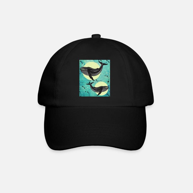 Buchelwale Wale - Baseballkappe - Schwarz/Schwarz