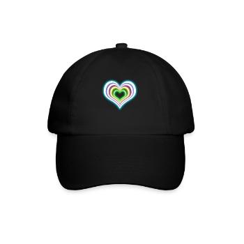 Tee-shirt coeur néon arc-en-ciel Effet de fête rougeoyant - Casquette classique - noir/noir - Devant