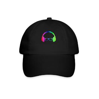 Headphones And Sunglasses Neon T-Shirt Glowing - Baseball Cap - black/black - Front