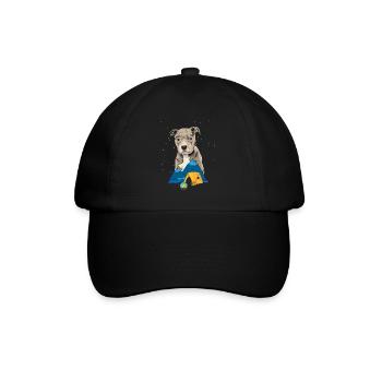 Pit Bull Terrier Pitbull Camping Zelten Geschenk - Baseballkappe - Schwarz/Schwarz - Vorne