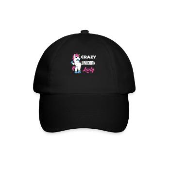 Crazy Unicorn Lady T-Shirt Funny Magical Unicorn - Baseballkappe - Schwarz/Schwarz - Vorne