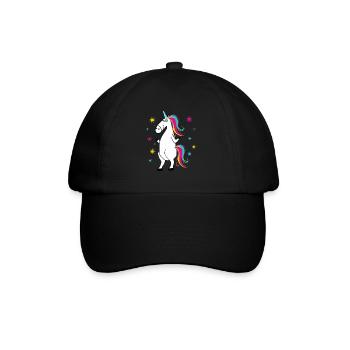 Einhorn - Licorne - Unicorn - Baseballkappe - Schwarz/Schwarz - Vorne