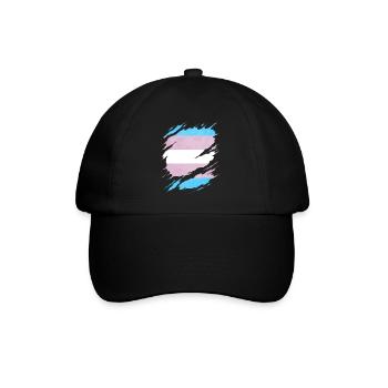 Transgender Pride Flag Ripped Reveal - Baseball Cap - black/black - Front