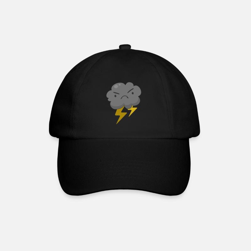 Wütende Wolke mit Gewitterwetter - Baseballkappe - Schwarz/Schwarz