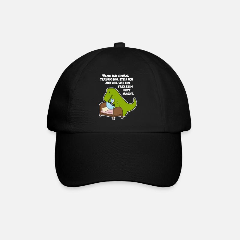 T-Rex beim Bett machen - Design - Baseballkappe - Schwarz/Schwarz