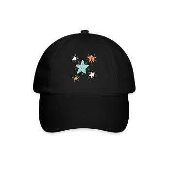 Fünf bunte große und kleine Sterne Geschenkidee - Baseballkappe - Schwarz/Schwarz - Vorne